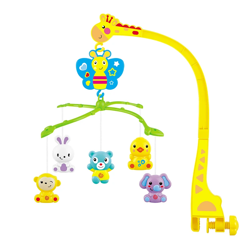 4 в 1 музыкальная кроватка мобильный колокольчик Kawaii животное детская погремушка вращающийся кронштейн игрушки жираф держатель заводная Подарочная музыкальная шкатулка oyuncak