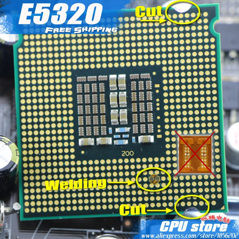 INTEL XEON E5320 1,8 ГГц/8 м/1066 МГц/ЦП равен LGA775 Core 2 Quad cpu, работает на LGA775 материнская плата без адаптера, E7300 7400