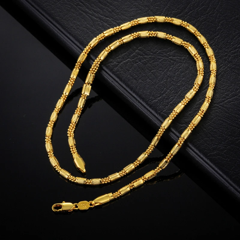 Gold Chain For Men Jewelry With &quot;18K&quot; Stamp 2016New Trendy 18K Real Gold Plated 22&quot; Length Curb ...