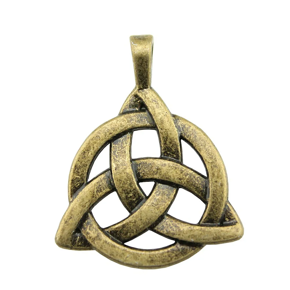 2 шт. Lucky амулет Triquetra Символ Кулон Шарм Triquetra Символ 2 цвета Triquetra Символ амулет подвески 27x35 мм - Окраска металла: Покрытие антикварной бронзой