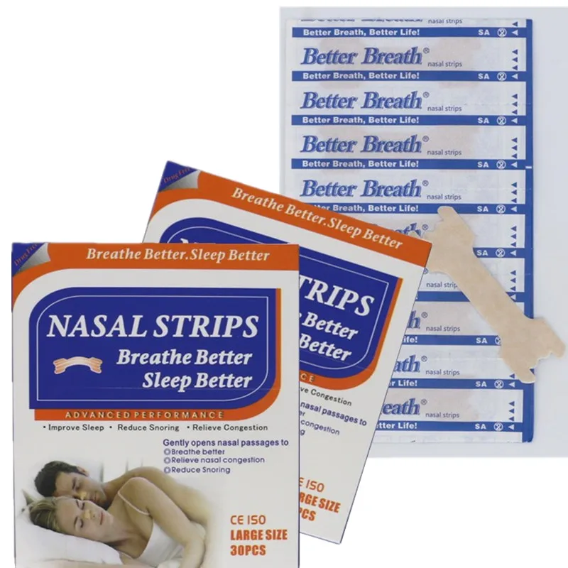 

900pcs=30boxes 66x19mm Factory Supply Anti Snore Nasal Strip Breathe Right Stop Snoring Strips Easier Breath Health Sleeping Aid