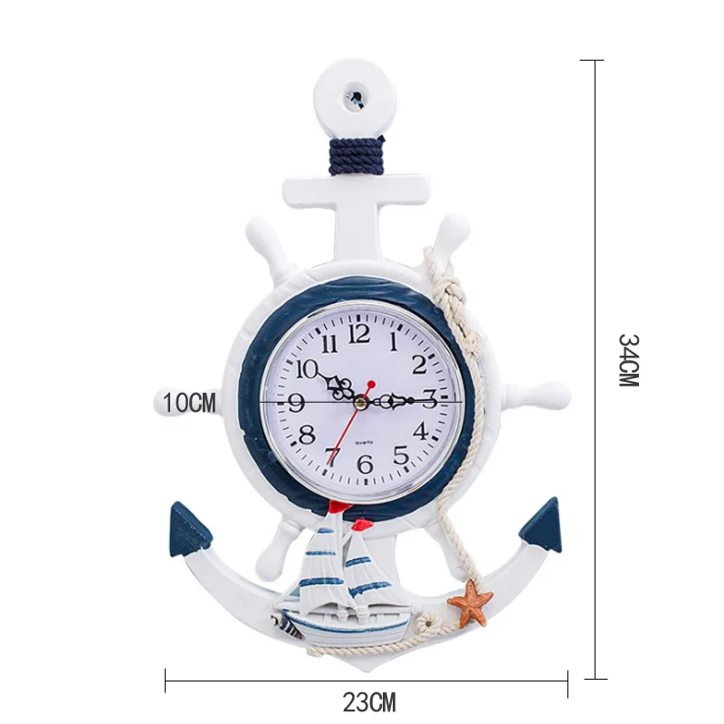 LUCKK Средиземноморский ретро морской настенные часы для украшения дома и офиса Деревянные Ремесла креативная комната ручной работы украшения сувениры