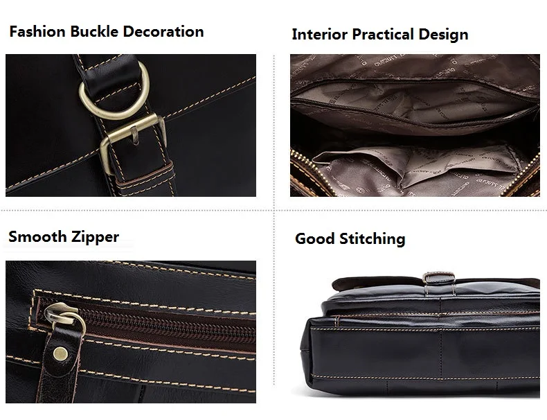 MJ Men's Bags High Quality Genuine Leather Messenger Bag Male Bags Original Real Leather Crossbody Bag Shoulder Handbag (2)