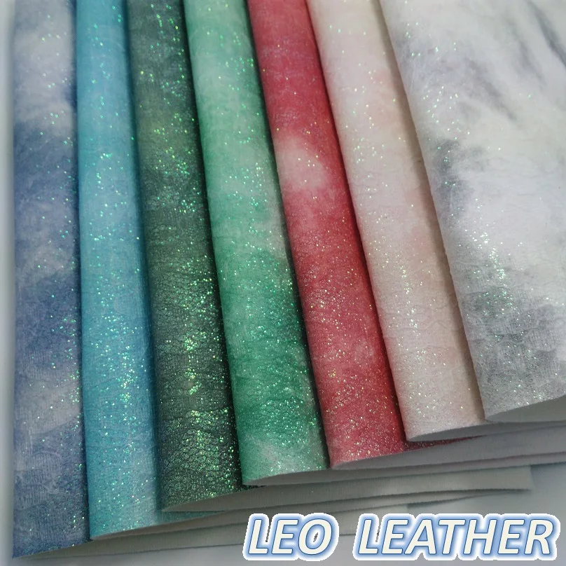 

1PCS 21X29CM Two Tones Lace Glitter Synthetic Leather, Chunky Glitter Leather Fabric For DIY Accessories 8S43A
