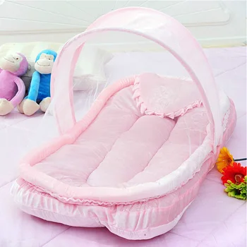 

Cheap Baby Crib Netting for Newborns Portable Cradle Bed with Pillow Infant Sleeping Bed Travel Folding Baby Bed Mosquito Net