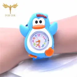 Милые животные в форме пингвина часы Дети Детская резинка ремень наручные кварцевые часы Мальчики Подарки для детей