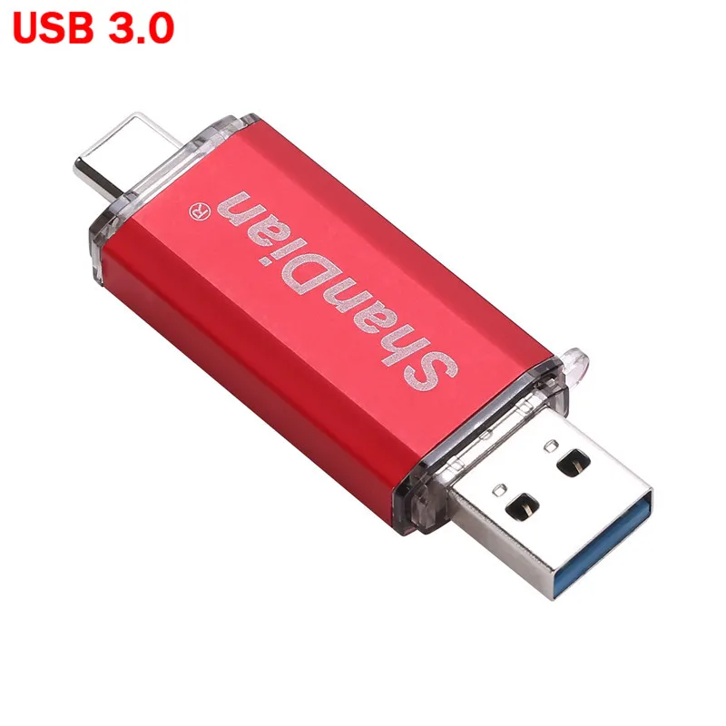 SHANDIAN торговля логотип клиента тип-c 3,1 usb флеш-накопитель Флешка 8 г 16 г 32 г 64 г Флешка карта памяти для телефонов android - Цвет: Red