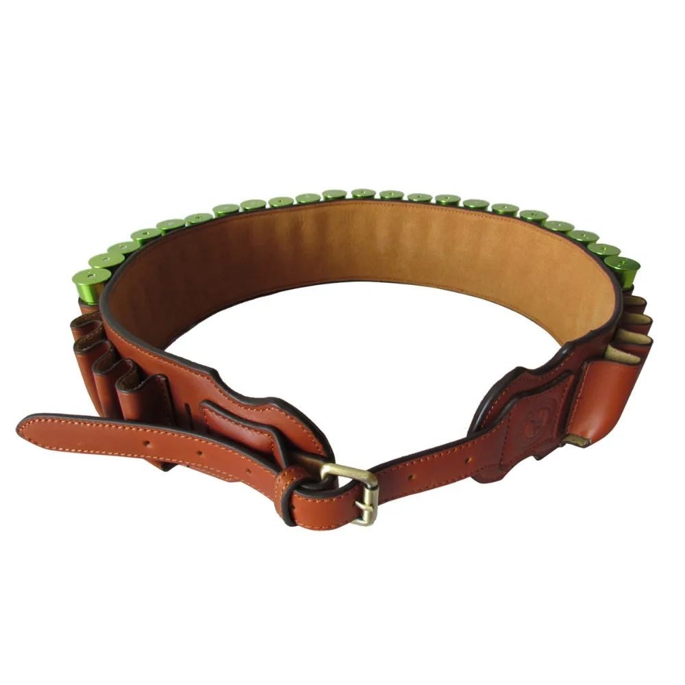 Tourbon Hunting Leather 12 Gauge Shotgun Ammunition Bandolier Belt 30