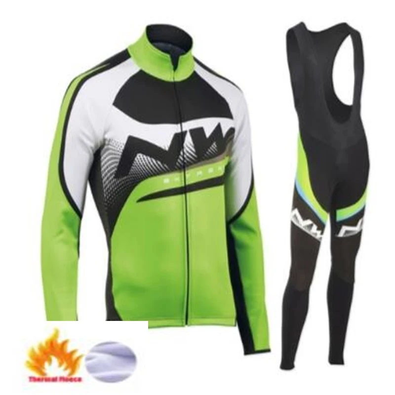 

NW 2019 Cycling Winter Thermal Fleece Jersey Bicycle Cycling Bib Pants Warm Jacket Clothes MTB Bike Clothing Northwave