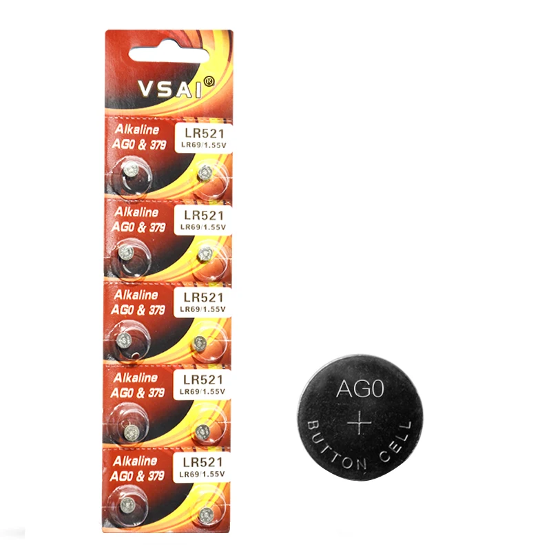 VSAI 10 шт./упак. часы Батарея AG0 LR69 LR521 379A аккумулятора кнопочного типа SR521SW D3 |