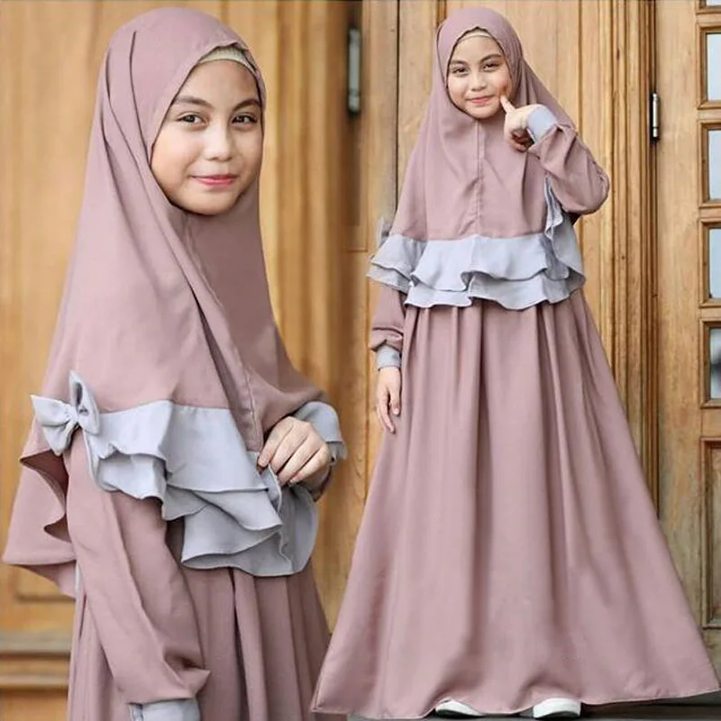 

2019 Children Islamic Dress Muslim Girl Dress Muslim Islamic Girl Dress Long Sleeve Dress