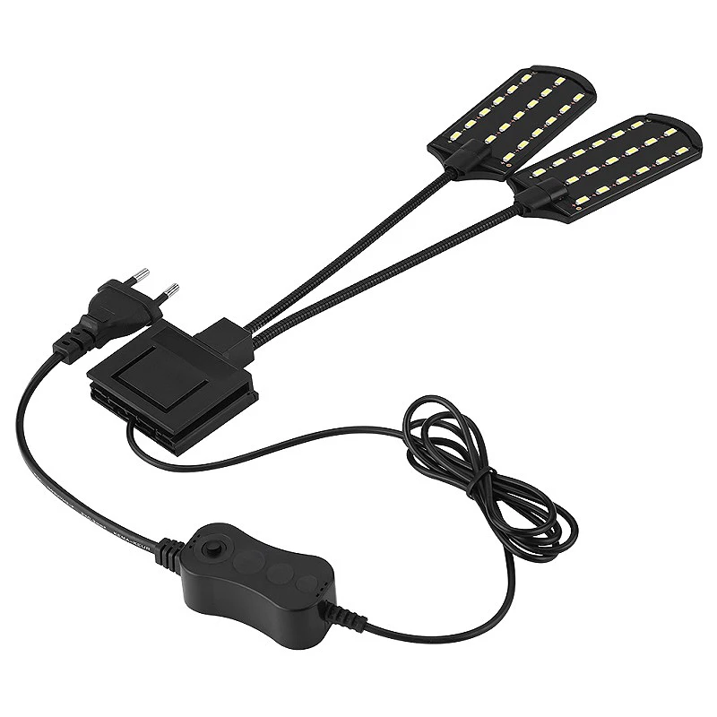Black ЕС Plug аквариум светодиодное освещение 220 v Водонепроницаемый клип на лампы 15 w свет аквариума растения растут белый Цвет освещения - Цвет: Black