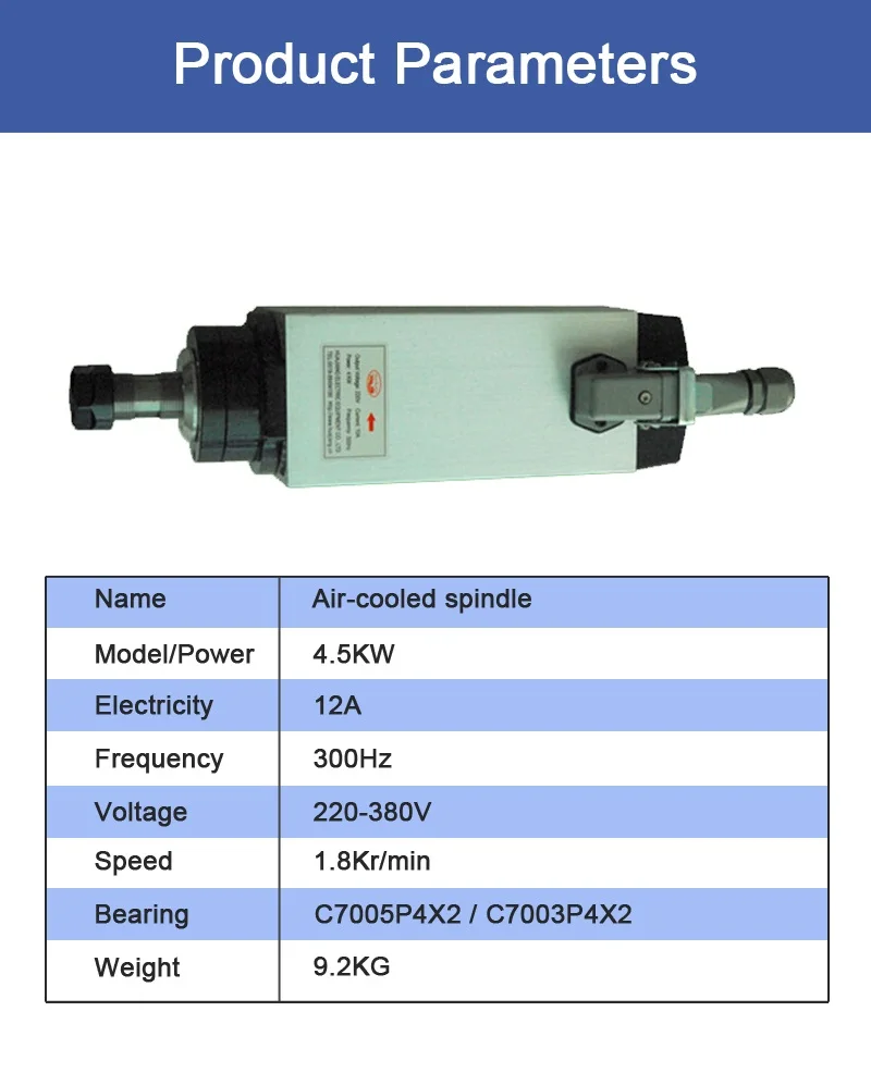 4.5kw ЧПУ с воздушным охлаждением двигателя шпинделя 4 подшипники 18000 об/мин квадратный ER20 air фрезерные шпинделя для гравировки и резки с ЧПУ