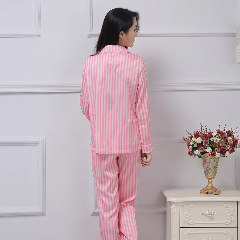 Smmoloa женская пижама с длинным рукавом розовая полоска Шелковая пижама