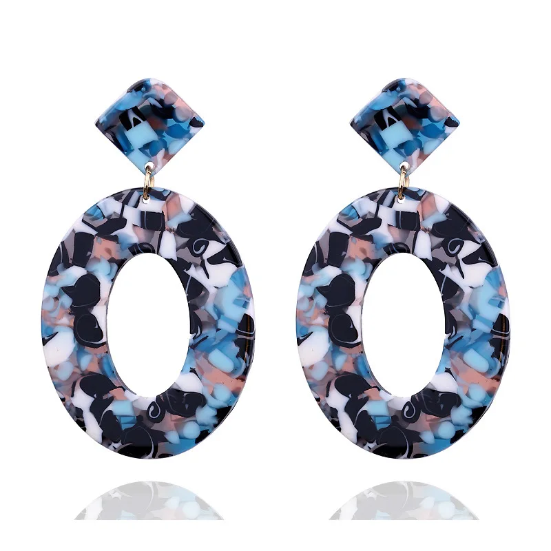 EK593 новые круглые акриловые Висячие серьги модные серьги для женщин женские массивные ювелирные изделия вечерние - Окраска металла: 301 Blue Colorful
