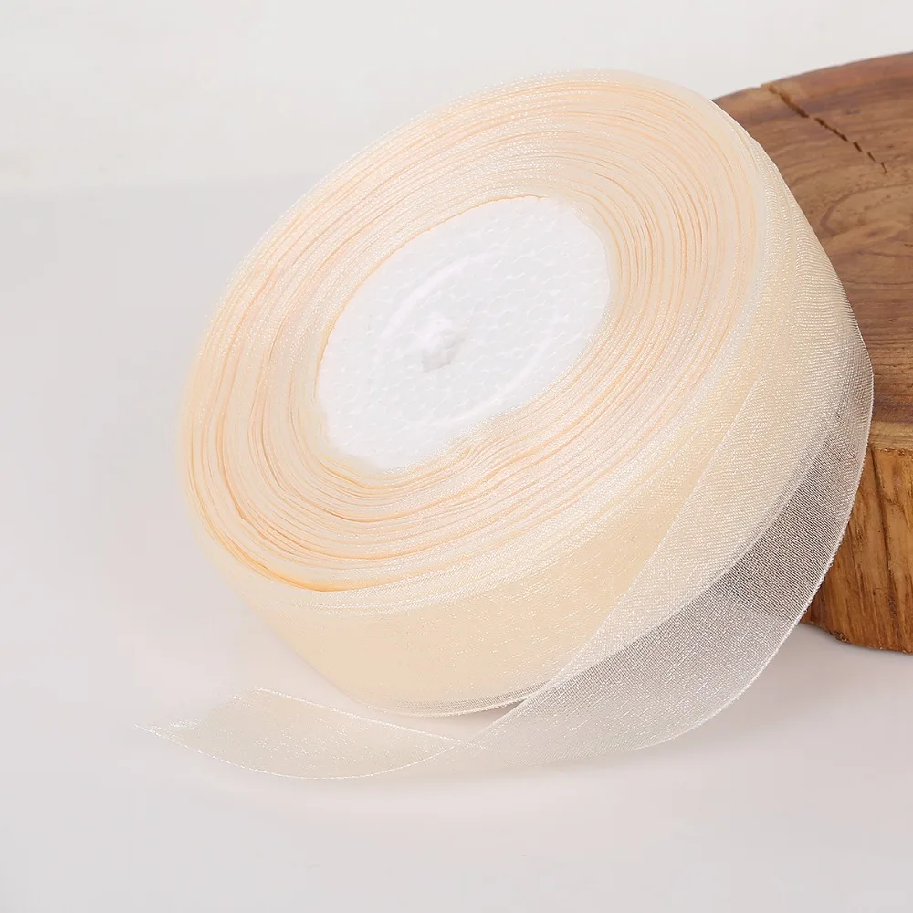 Ivory 15/20/25/38mm 45Meters(50yards) Organza Ribbon Apparel Sewing Fabric DIY Gift Pack Wedding Decoration Tapes Party Supplies ribbon decoration ribbon supplies organza ribbon