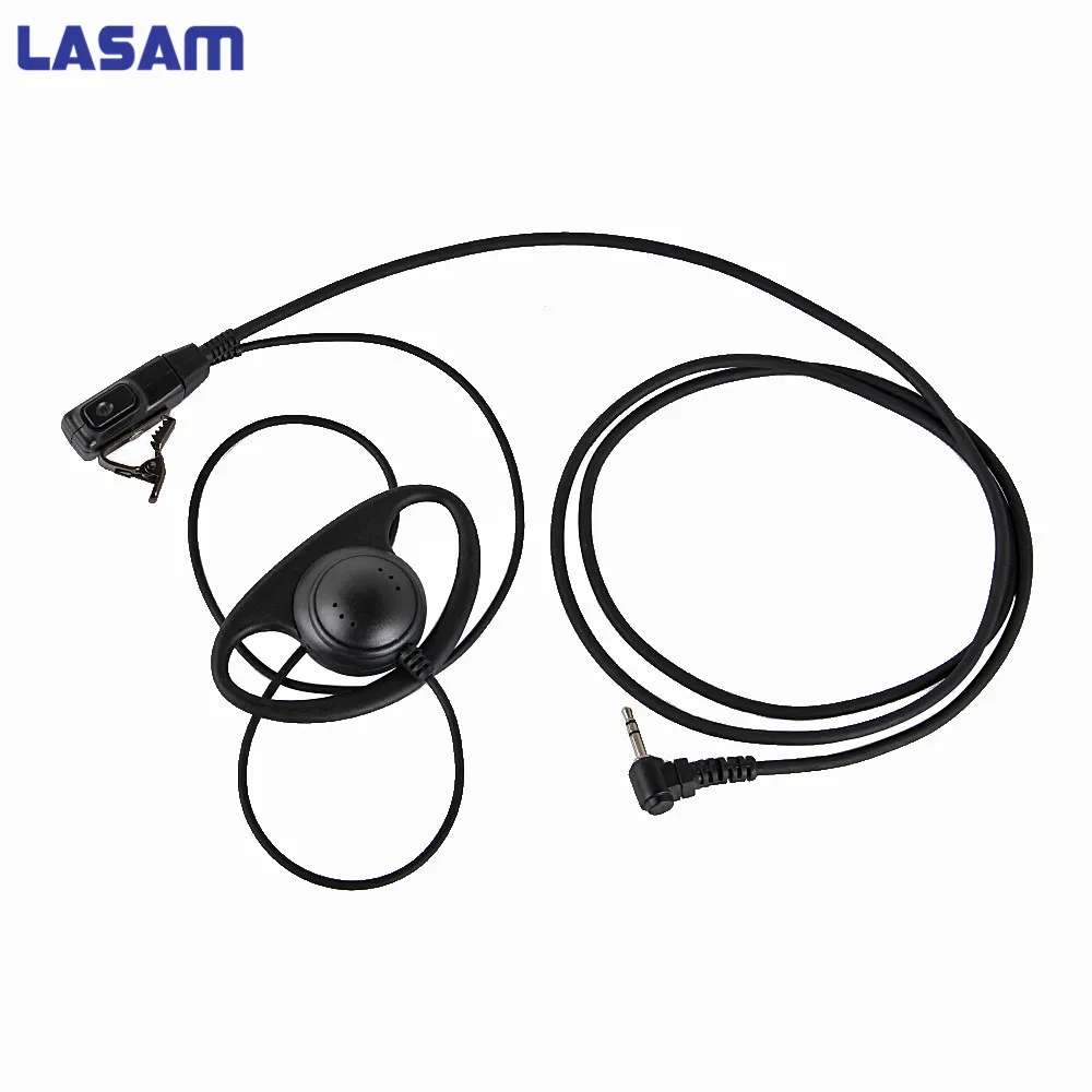 LASAM D Shape Earpiece Headset PTT for Motorola COBRA Two Way Radio Walkie Talkie MH230R MS350R 