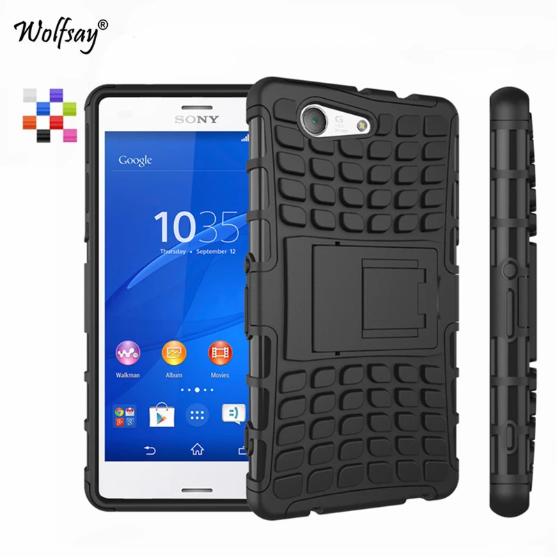 Wolfsay para el caso Sony Xperia Z3 compacto cubierta de goma y PC Fundas caso para Sony Xperia Z3 caso compacto sony Z3 compacto D5833 <|fundas sony xperia z3|funda xperia z3rubber