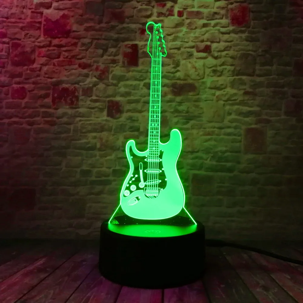 Творческий мультфильм 3D электрическая музыкальная гитара бас модель иллюзия