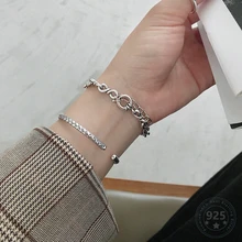 LouLeur Echt 925 Sterling Silber Armband Minimalistischen Trendy Dicke Kette Partei Armbänder Für Frauen Mode Schmuck Sommer Geschenke
