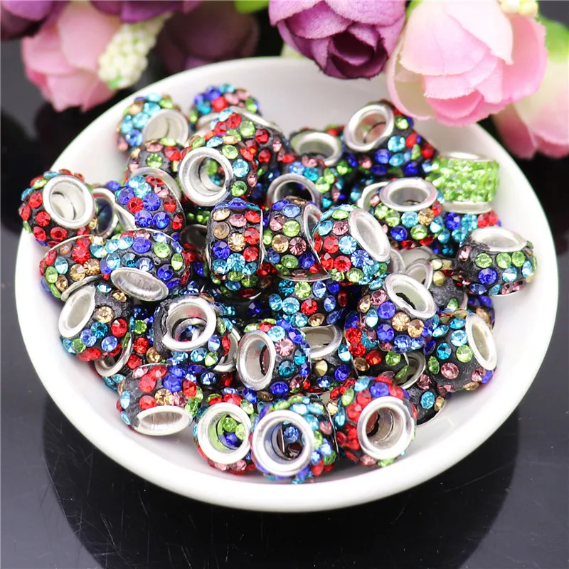 

20Pcs Big Hole Rhinestone Crystal Glass Charm Beads Charms Fit For Pandora Bracelet Necklaces DIY Jewelry Making Accessories