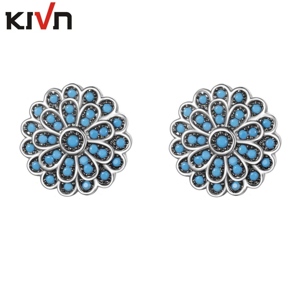 

KIVN Fashion Jewelry Classic Indian Antique Vintage Flower Pave CZ Cubic Zirconia Stud Earrings for Women Girls Birthday Gifts