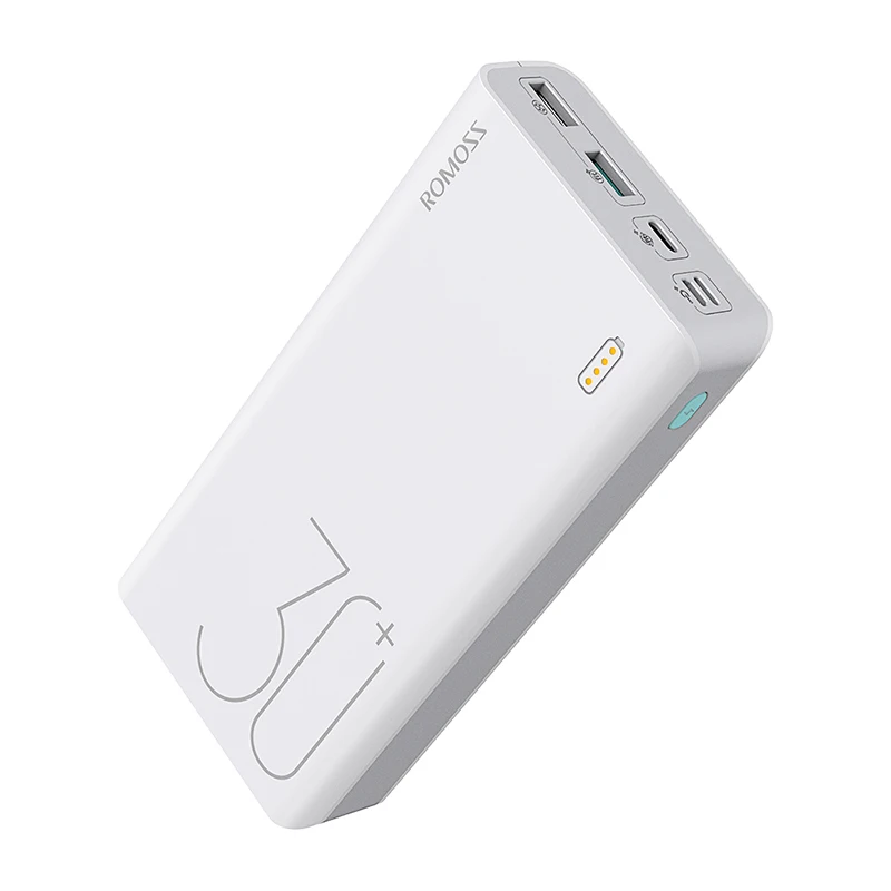 White 30000mAh ROMOSS Sense 8+ power Bank портативный внешний аккумулятор с QC двусторонней быстрой зарядкой портативный внешний аккумулятор зарядное устройство для телефона - Цвет: White