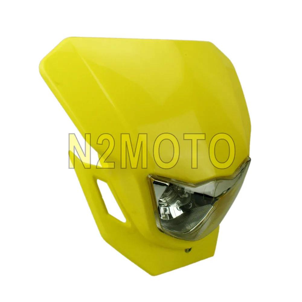 

Dual Sport Bike Headlight Pit Dirt Bike Head Light Yellow for Suzuki RMX 450 450Z 250 DR200 RM85 Enduro Lamp