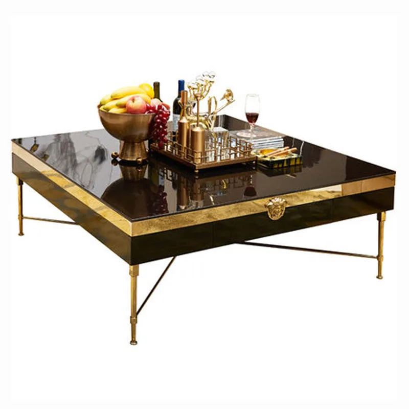 Neoclassical postmodern stainless steel living room coffee table