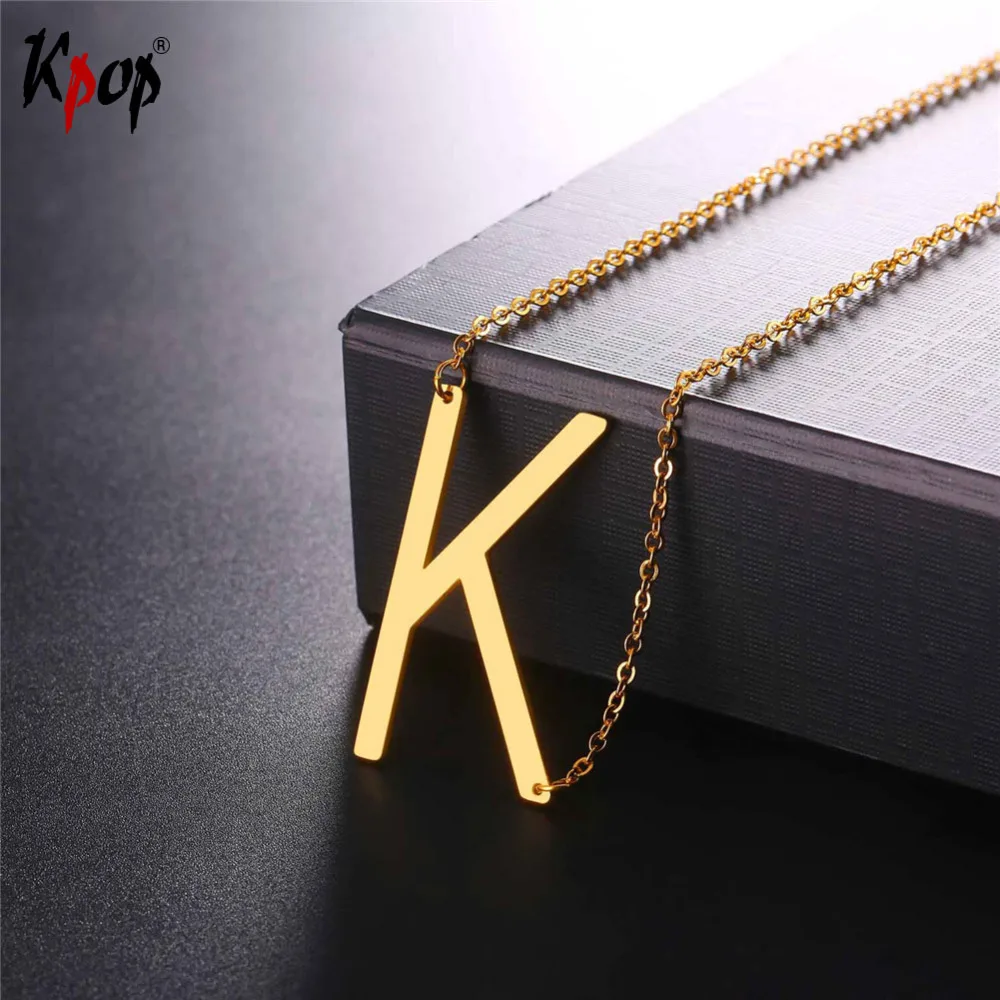 Us 599 50 Offkpop Stainless Steel Letter K Pendant With Chain Choker Goldblack Color For Manwoman Clavicle Chain Necklace Jewelry P2612 In