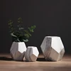 Vase géométrique moderne marbré blanc en céramique, 1 pièce, porte-fleur, support géométrique de table de bureau, décoration de bureau et maison, 10/13/17cm ► Photo 2/6