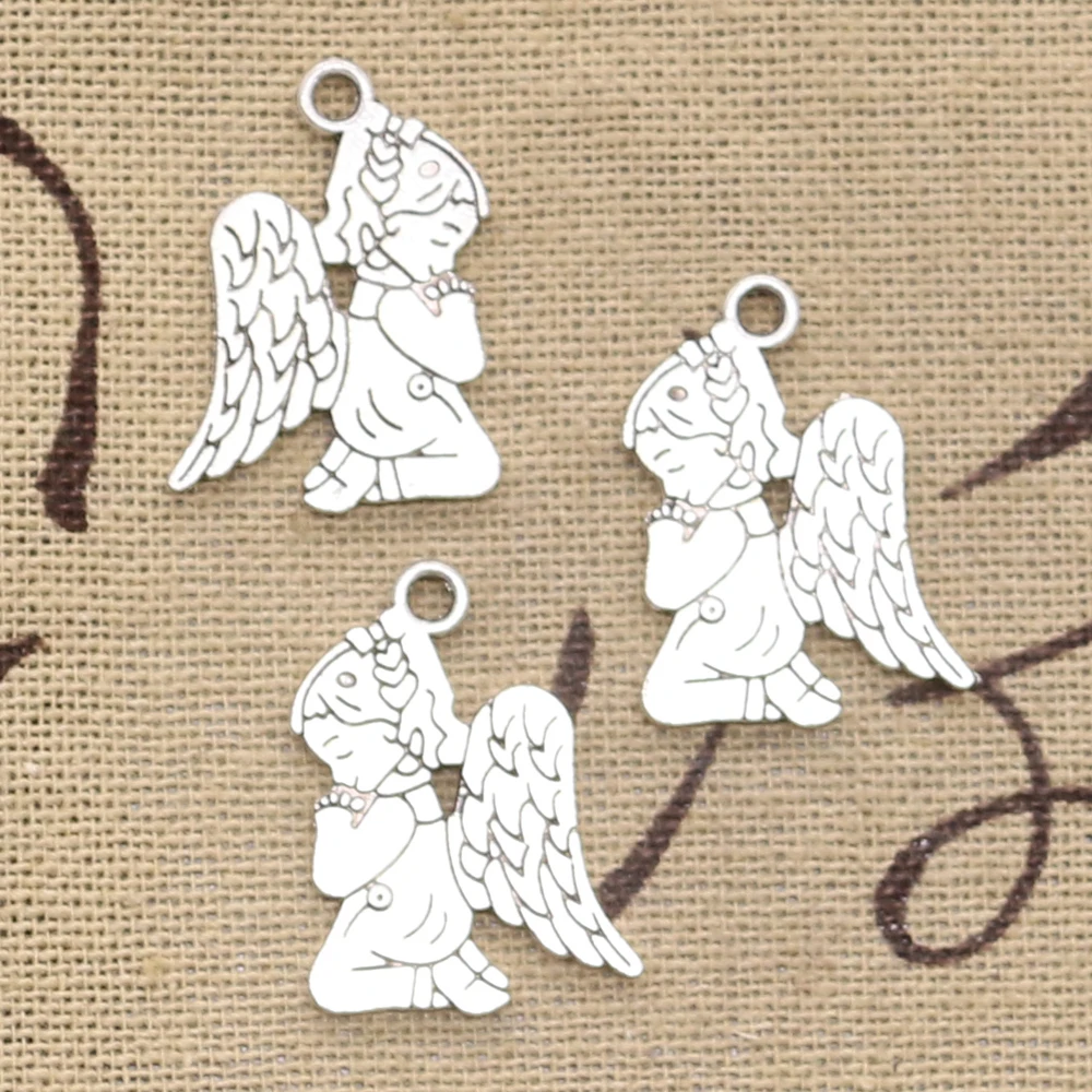 

15pcs Charms pray angel 24x17mm Antique Silver Bronze Plated Pendants Making DIY Handmade Tibetan Silver Bronze Jewelry