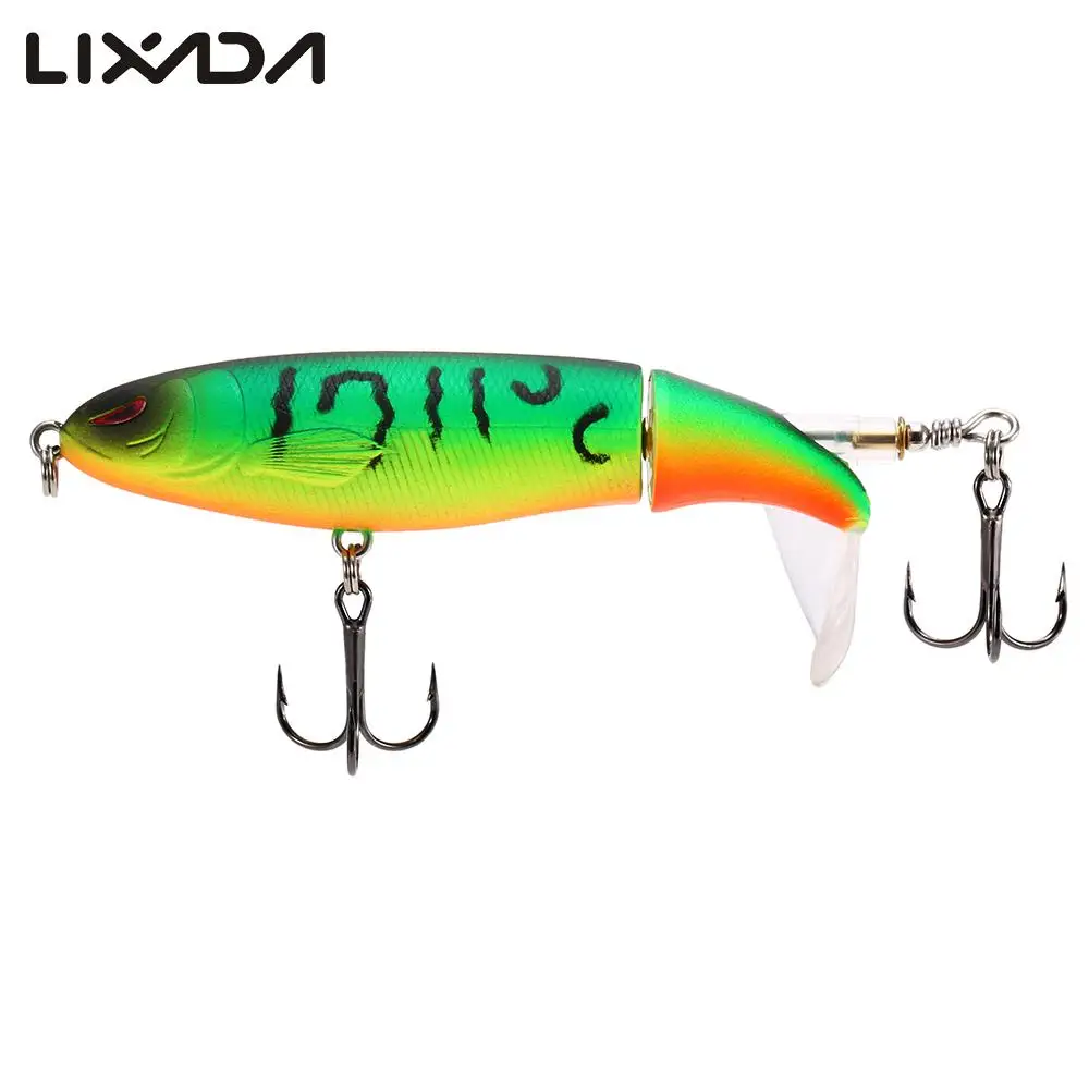 Lixada 4 inch 13g Topwater Popper Fishing Lure Floating Artificial Hard Bait with Rotating Tail Treble Hooks Pesca | Спорт и