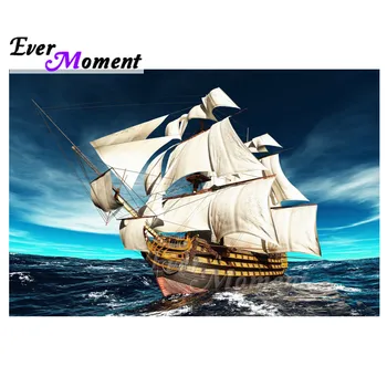 

Ever Moment Diamond Painting 5D DIY Sailboat Sea Decor Handmade Picture Rhinestone Full Square Drill Diamond Embroidery 3F1954