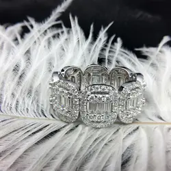 Цельное обручальное кольцо 18 K из белого золота, полное развлечение, F цвет, сияющее, резка, моиссанит, лабораторный алмаз, обручальное