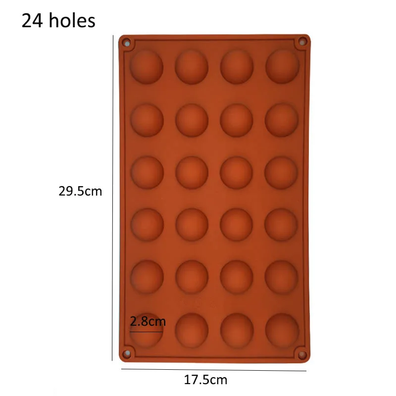 Food Grade Chocolate Candy Mold 6/15/24 Holes Hemisphere Shape Kitchen Gadgets Baking Accessories Bakeware Cake Fondant Mould - Цвет: 24 holes