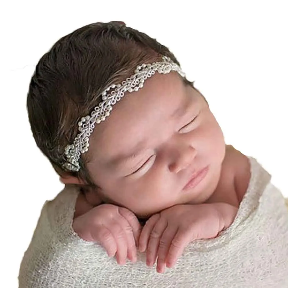 

MUQGEW 2019 Baby Headwear newborn photography prop Girls Pearl Hair Band Baby Head Wrap Band Accessories