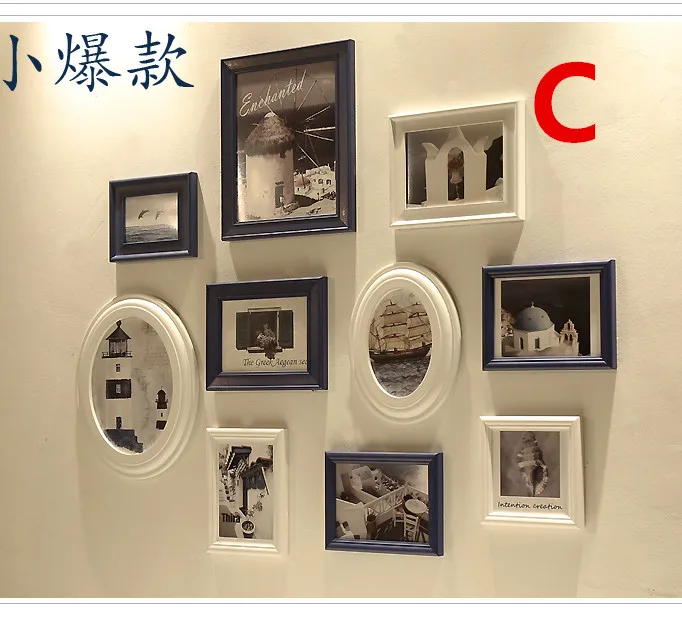 10 шт. Классический Простой Овальный цельный деревянный фотокомплект сочетание