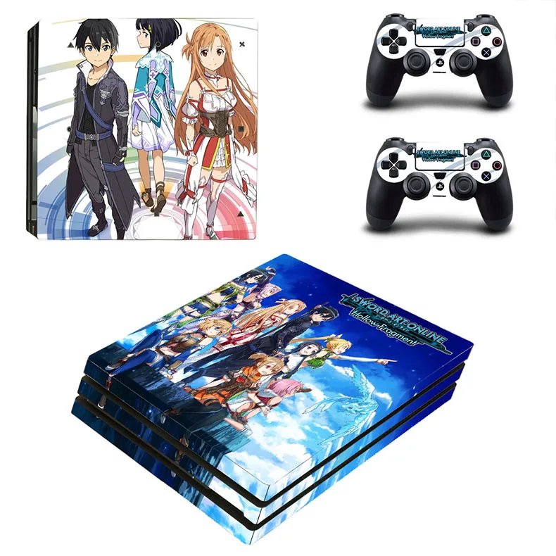 SAO PS4 Pro Skin PS 4 Pro наклейки Pegatinas Vinilo Sword Art онлайн скины для игровой консоли 4 Pro и двух контроллеров - Цвет: YSP4P-2040