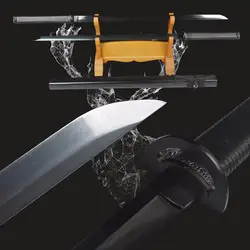 Новый практический японский самурай ниндзя мечи высокого из углеродистой стали, прямые лезвием Полный черный ручной Sharp двойные ножи