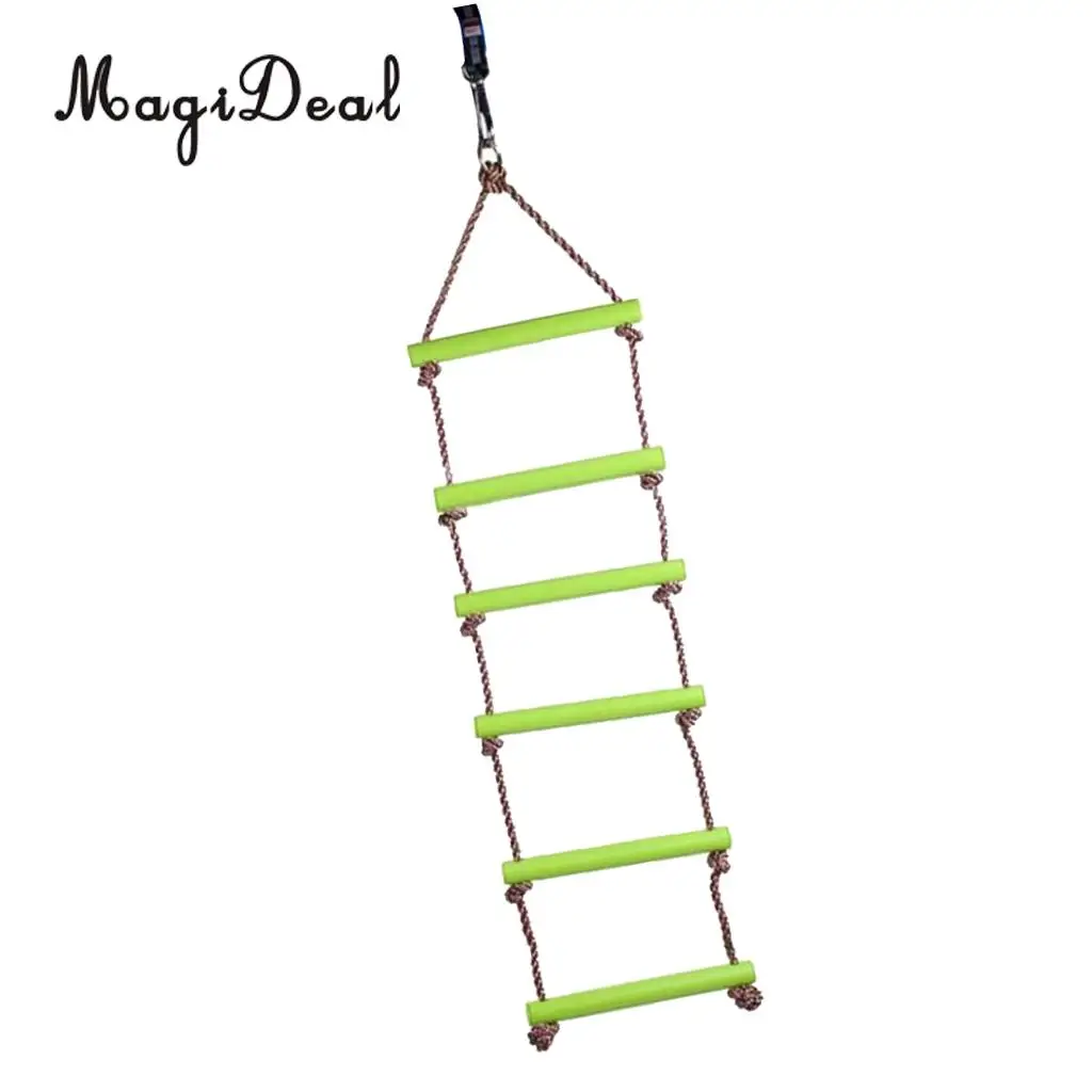 Kids Playhouse 6 Rungs Rope Climbing Ladder +Steering Wheel Toy Swing  Outdoor Sports Gym Fitness Toy