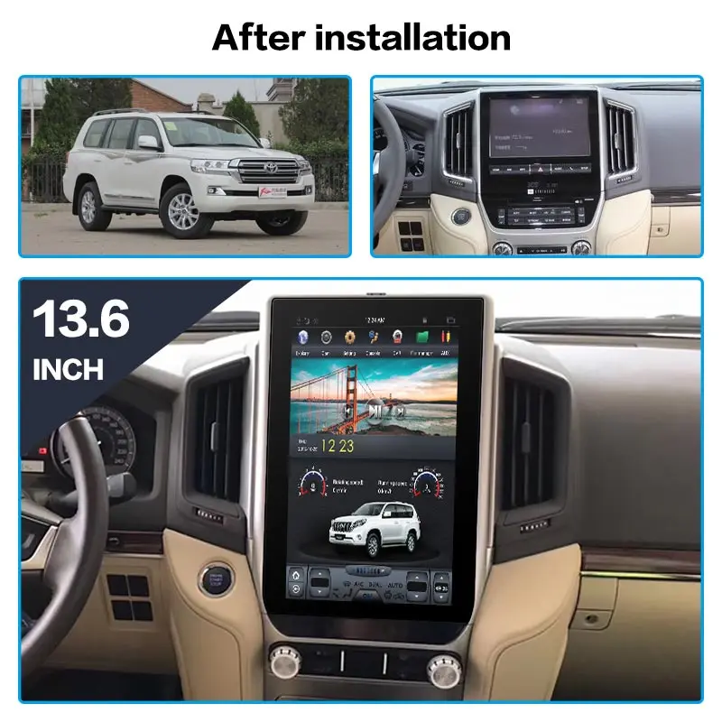Aotsr Android6 Tesla style 13.6 Car No DVD Player GPS Navigation For TOYOTA LAND CRUISER LC200 2016 2017 2018 stereo multimedia
