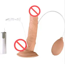Реалистичный мягкий спрей воды вибрирующий присоска моделирование гоноболия искусственный пенис Женская мастурбация секс-игрушка для