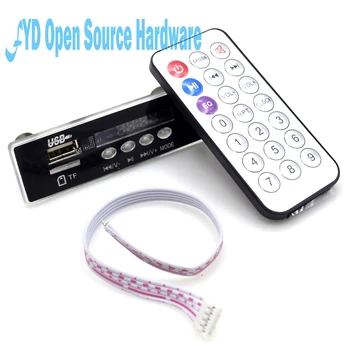 

Mini 5-12V Blue Light MP3 Decoder Audio Decoding Board Time Display Support U-Disk TF Card USB FM AUX Decode