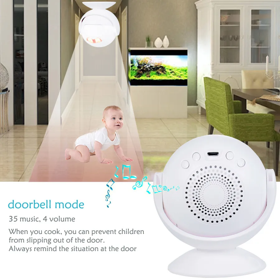 SMATRUL Wireless Doorbell Welcome IR Infrared motion sensor Alarm Cute mini home shop Door Bell Chime night light Deaf 2.2