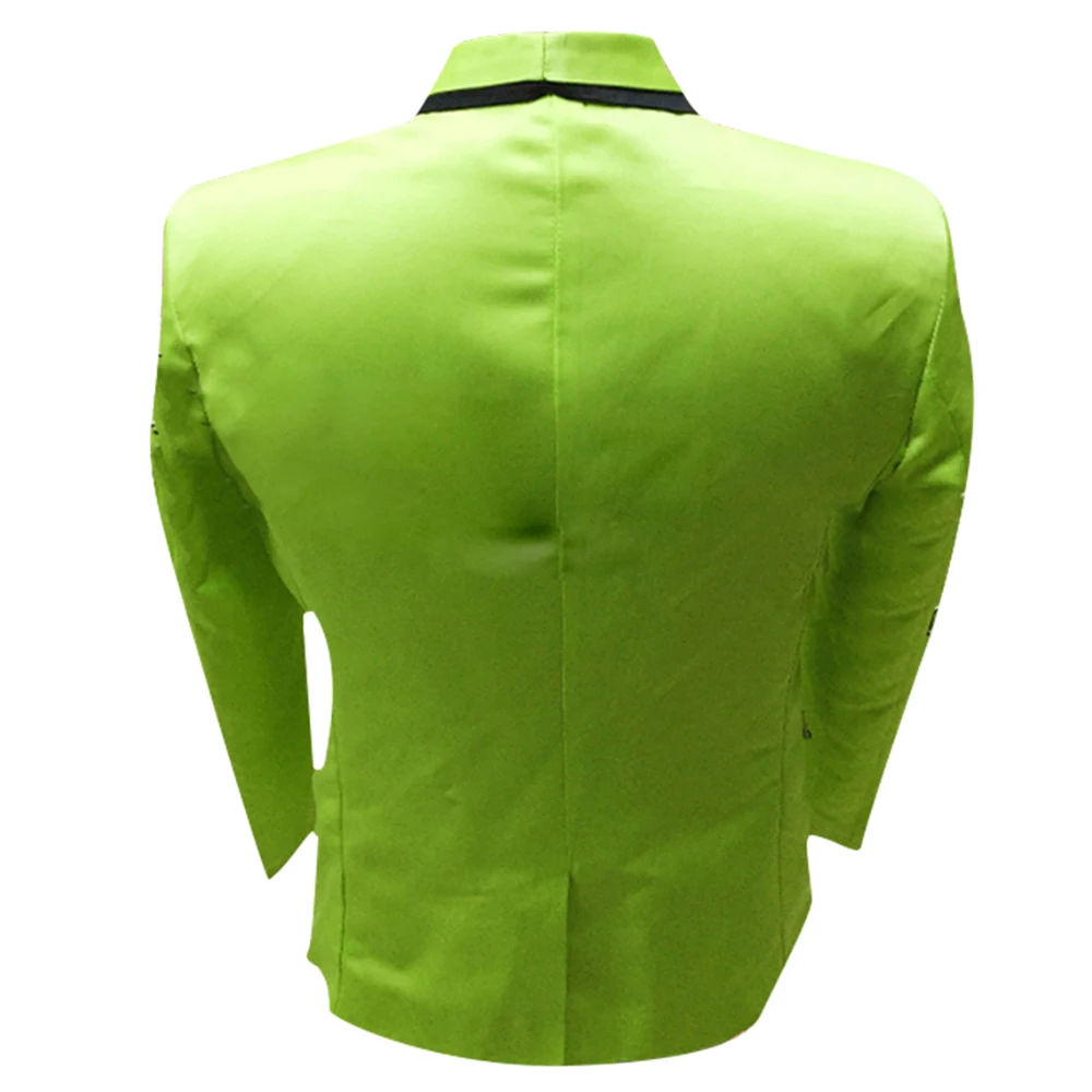 HCF by Air Men 1 Piece 1 Button with Black Edge Fluorescent Green Suit Jacket For Party