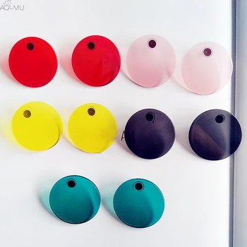 

AOMU 2019 Simple Design Geometric Female Pendant Transparent Big Round Circle Acrylic Stud Earrings For Women Brincos Jewelry