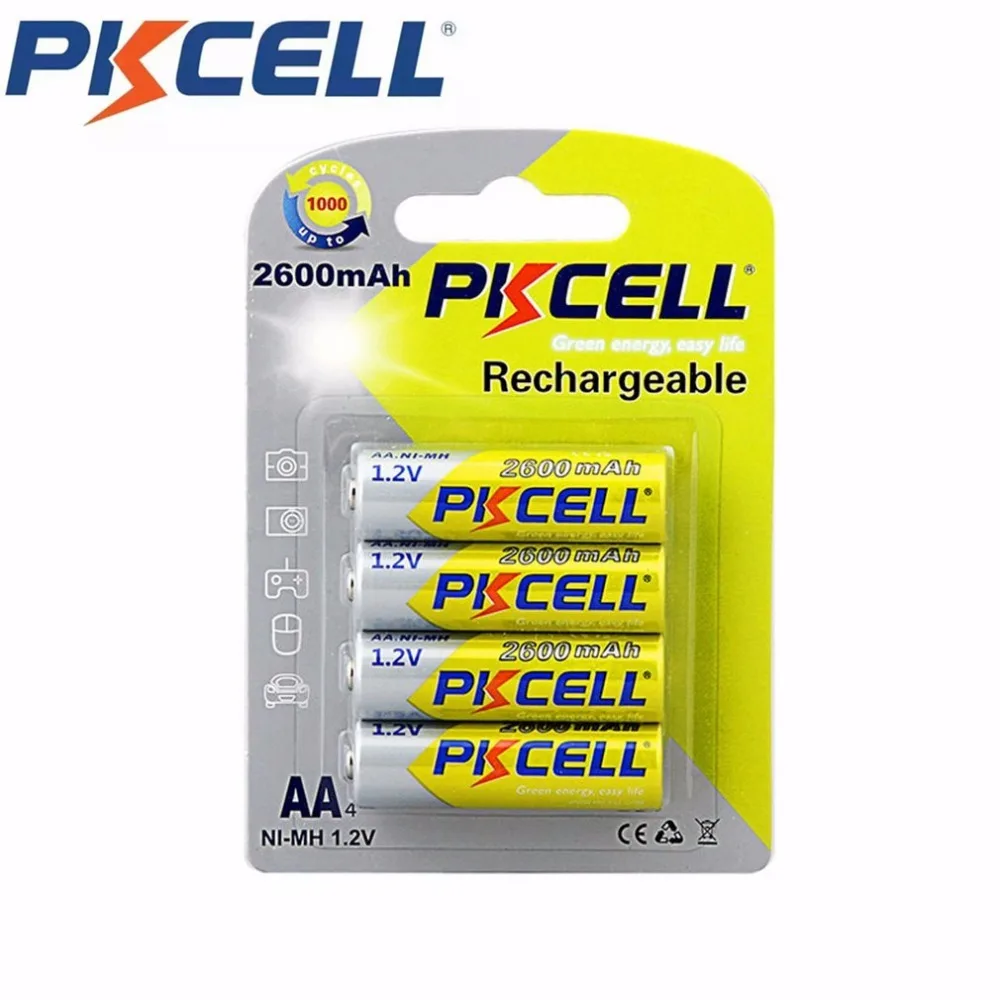 4 x PKCELL AA Аккумуляторы Ni-MH 2600 мАч 1,2 в AA перезаряжаемые батарея батареи 2A Bateria Baterias Прямая доставка