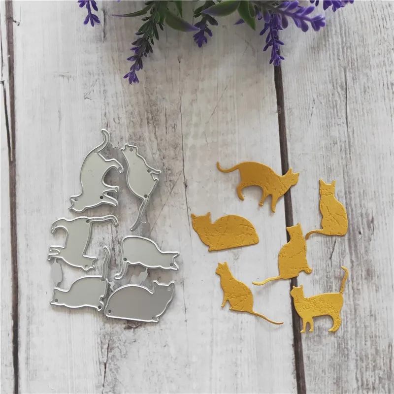 New DIY card book Decor lovel cat set Steel Metal Cutting Dies Scrapbooking Embossing Dies Cut Die Stencils 61*87mm