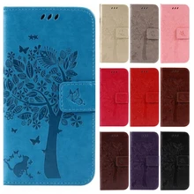 3D Tree Phone Cases for Huawei Y6 / Y6II Y6 II 2 Luxury Wallet Flip Leather Stand Cover for Huawei Honor 4A 5A Cartoon Cat Coque